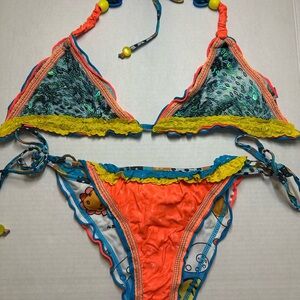 COCOA BEACH - Colorful Bikini Set with Beaded Details - NEW, never used